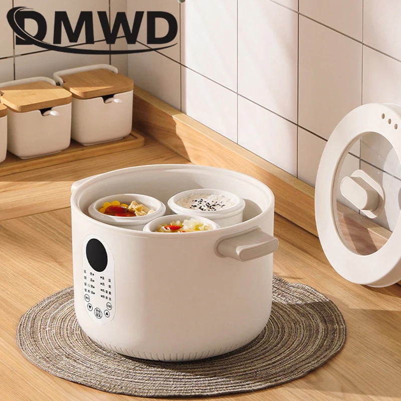 Electric Smart Slow Cooker Ceramic Pot Multifunction BirdNest Porridge Soup Stew Baby Supplement Cooking Heater Food Steamer EU