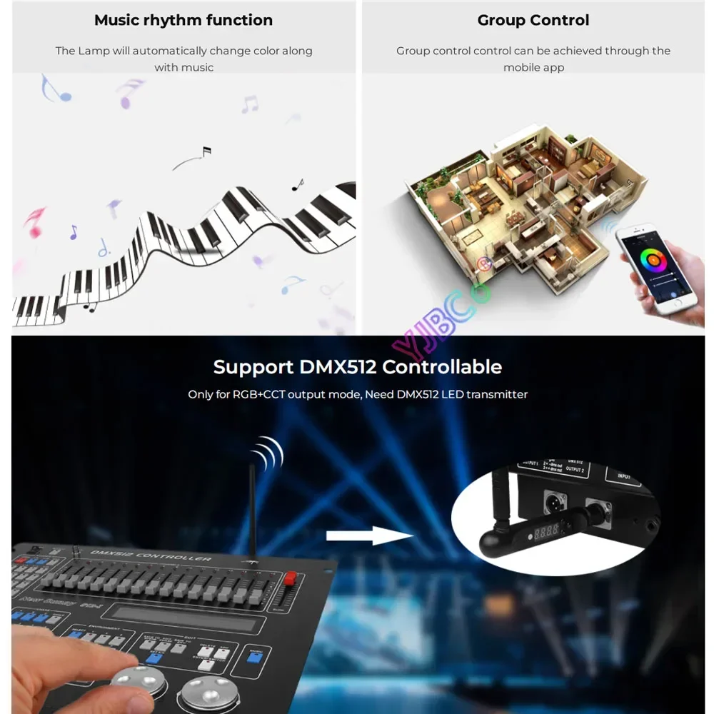 Miboxer  LED Ʈ Ʈѷ, 2.4G , ܻ,  ȭƮ, RGB, RGBW, RGB + CCT Ʈ  , 5 in 1, 12V, 24V