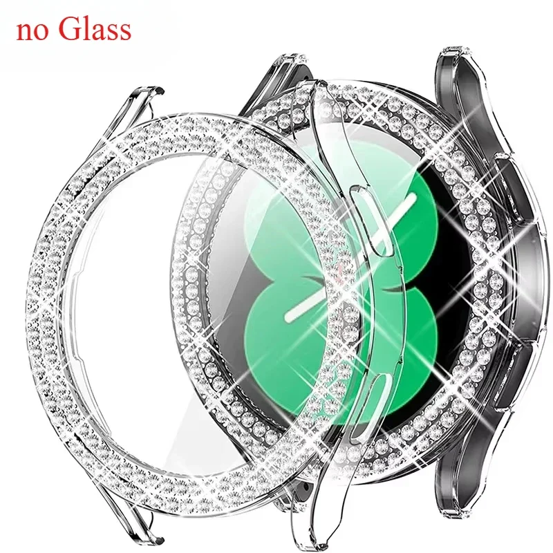 Diamond-Encrusted Protective Watch Case - Shiny Plastic Hard Bumper Cover