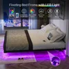 Bed Fram, King Size Floating Bed Frame, Metal Platform, with LED Light and Charging Station, No Box Spring Needed, Noise-Free 4