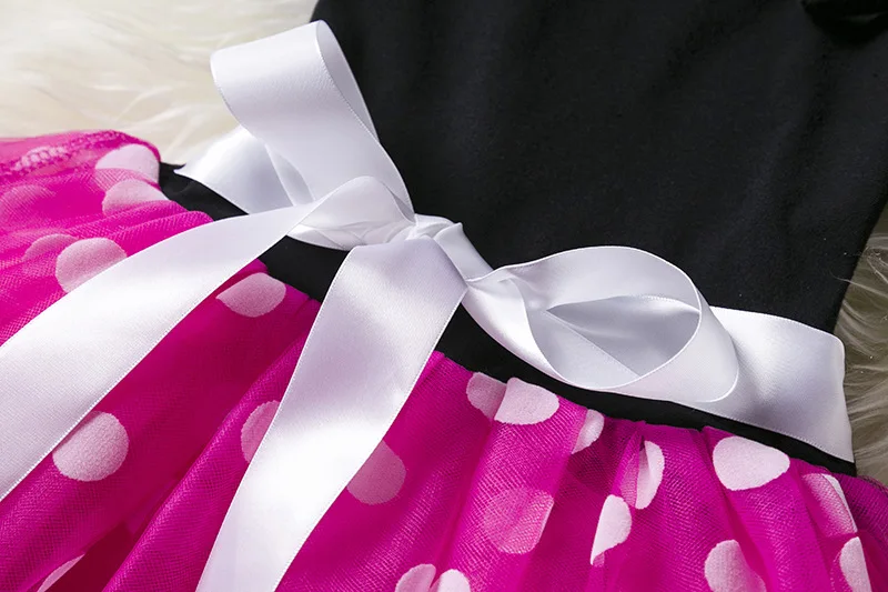 Mickey Minnie Mouse Cartoon Kids Short Sleeve Polka Dot Princess Dress Party Baby Girls Clothes Cosplay Costumes 1-6Y 3