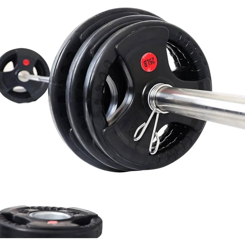 

300-Pound Set Barbells Multiple Packages Weights for Gym Cast Iron Weight Including 7FT Olympic Barbell Exercise Large