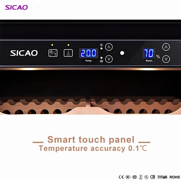 137L Hold 1000 Mini Electric Refrigerated Cigar Cooler Humidor 5.0-22.0℃ Thermoelectric Luxury Cedar Wooden Cigar Cabinet