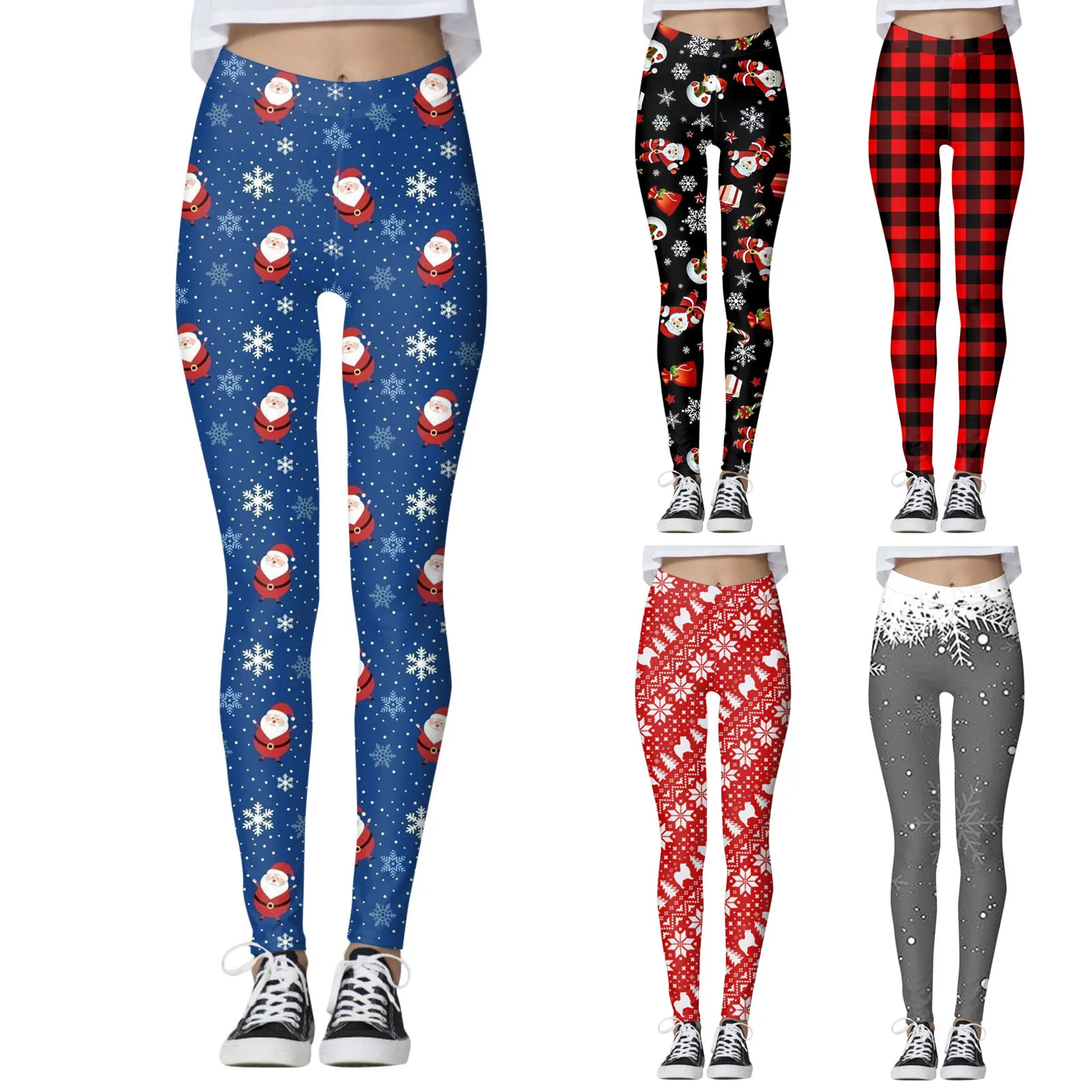 

Leggings Hot Women's Snowman Christmas Print Styles Fashion Lady Skinny Stretch Party Leggins Fitness High Elastic Pants