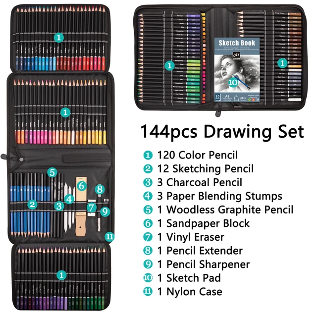 72PCS Drawing & Art Supplies Kit, Colored Sketching Pencils for