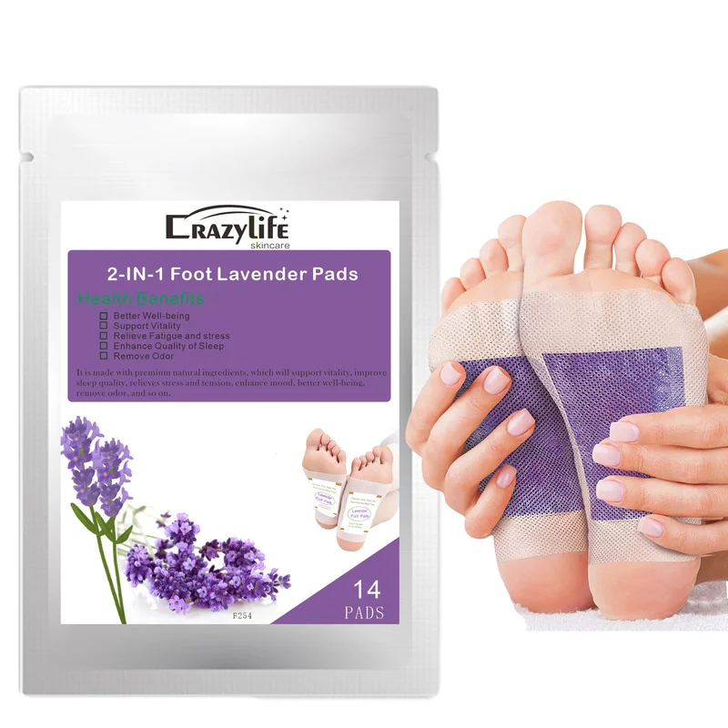 Lavender Detox Foot Patches for Stress Relief Deep Sleep Natural Herbal Toxins Cleansing Herbal Adhesive Pads Health Care