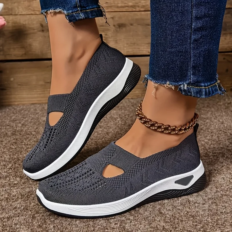Simple Ladies Breathable Hollow Sneakers-casual Light Flat-bottomed Outdoor Walking Shoes, Suitable for Low Tops in All Seasons. 4