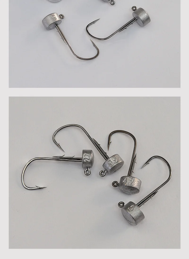 Angeln NED Jig Kopf Haken Starke Zugkraft Anti Off Doppel Widerhaken Scharfe Haken Lot 12-teilig VERKAUF – Detail 10