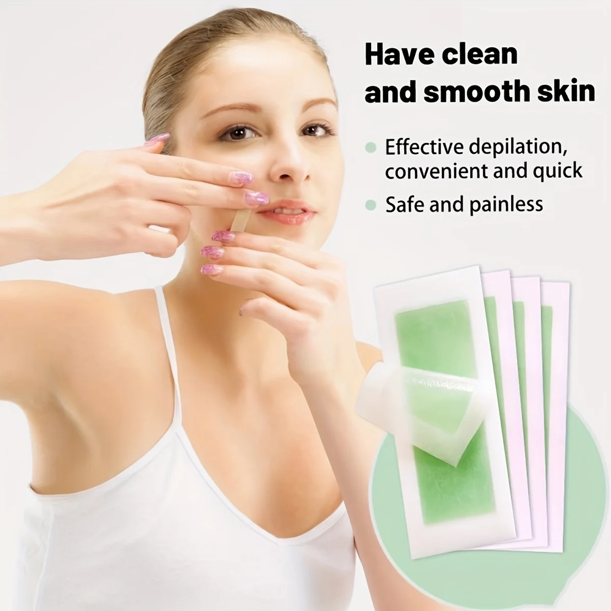 Facial Wax Strips Facial Hair Removal Quick and Painless Hair Removal Kit for All Skin Types 10 Pieces
