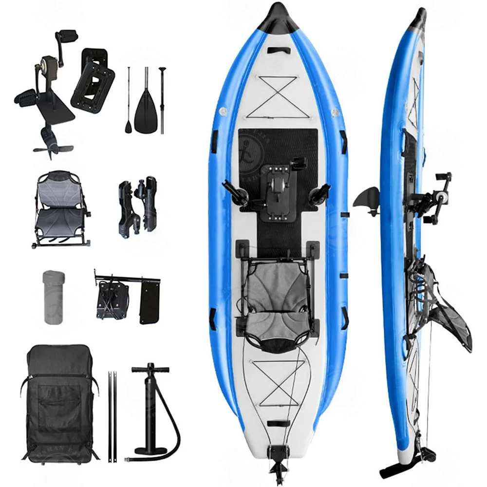 1 Person Inflatable Fishing Kayak Portable Foot Pedal Fishing Boat Inflatable Paddle Board Kayak With Movable Seat for Adults