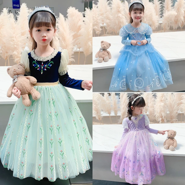 Princesa Vestido Menina Vestido Infantil Performance Vestido Menina Festa  de Aniversário Vestido de Verão Cinderela 3-8 Anos