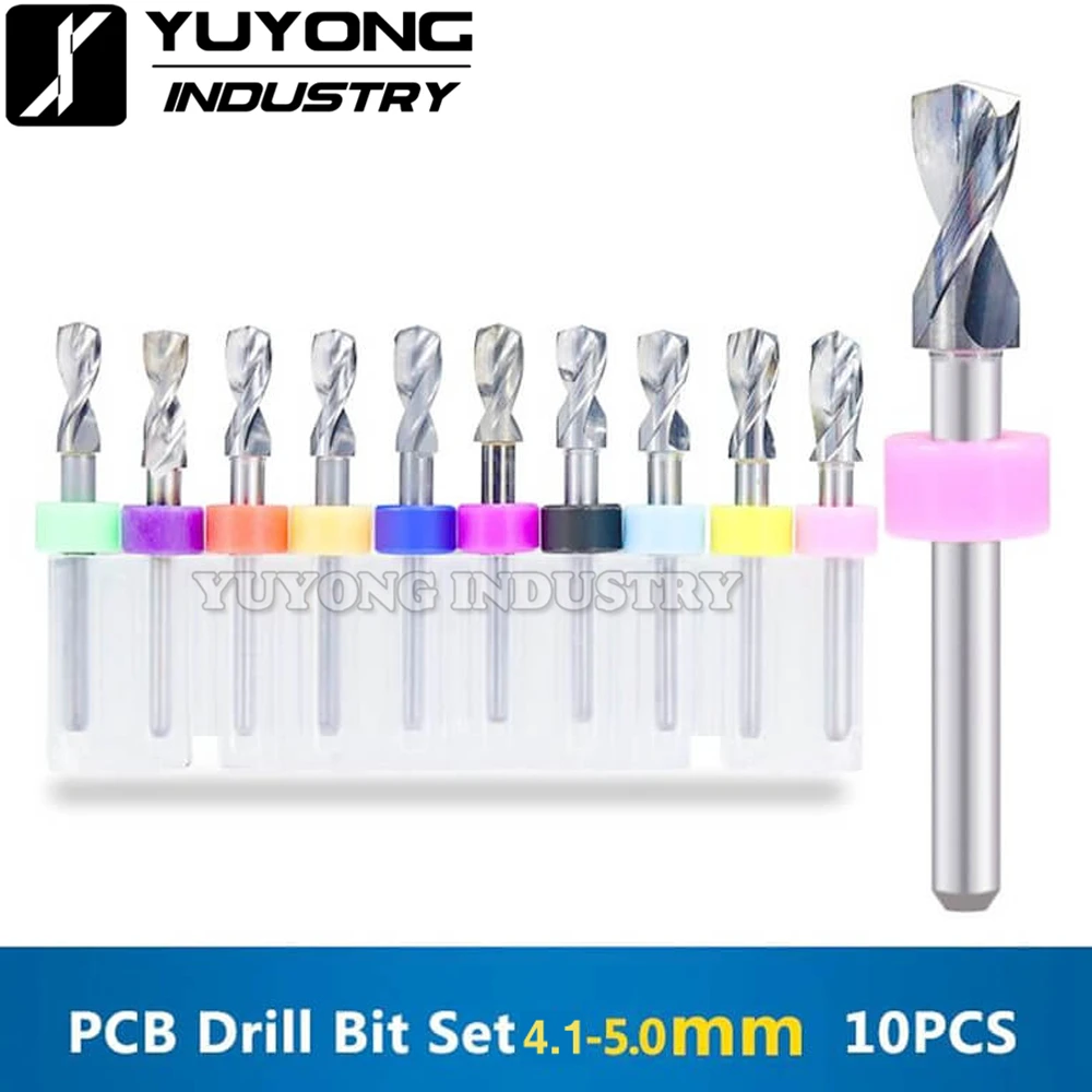 

10pcs/Set 4.1-5.0mm High Precision PCB Drill Bit CNC End Mill Tool CNC Cutter for Wood Metal Engraver