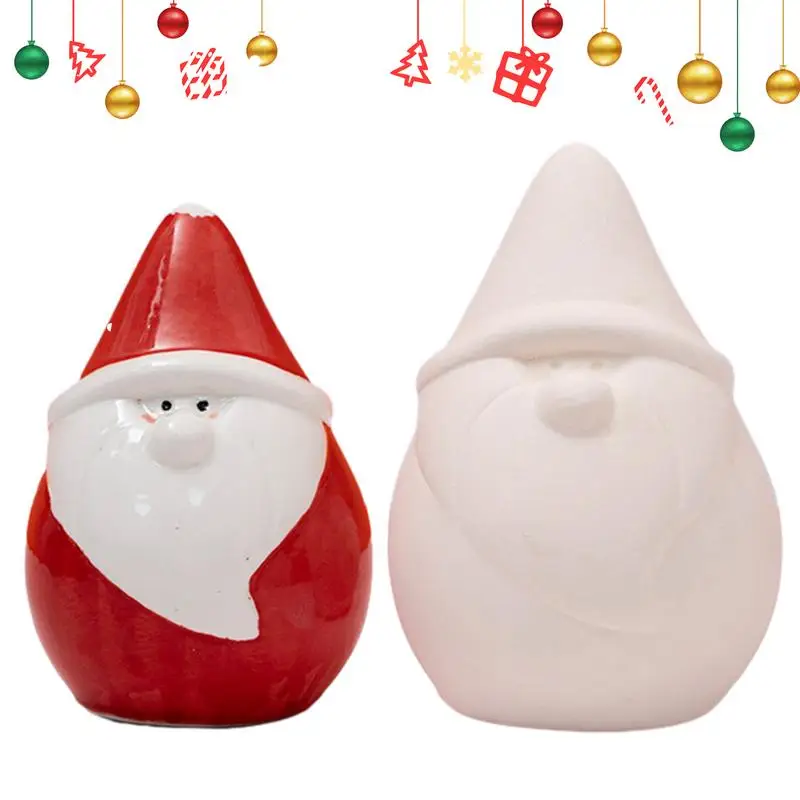 

Christmas Desk Santa Sculpture 2Pcs Cartoon Figurine Santa Claus Sculpture Tabletop Ornaments For Display Shelf Dining Table