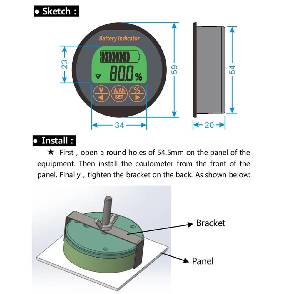 TR16 80V 350A 100A 50A Battery Capacity Monitor for Electric Vehicle Coulomb Counter Meter Lithium Lipo Lifepo4 Power Indicator