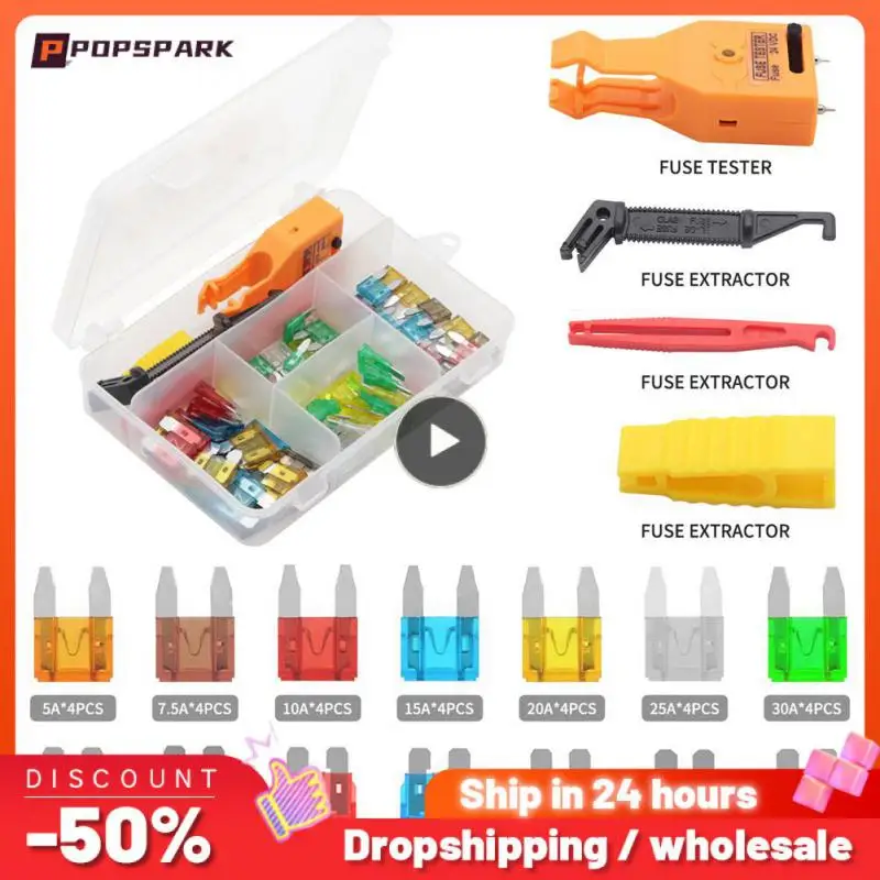 

Fuse Continuity Tester Fuse Assortment Set With Plastic Box Car Spare Fuse Set Replacement Fuse Accessory Kit With Extractor