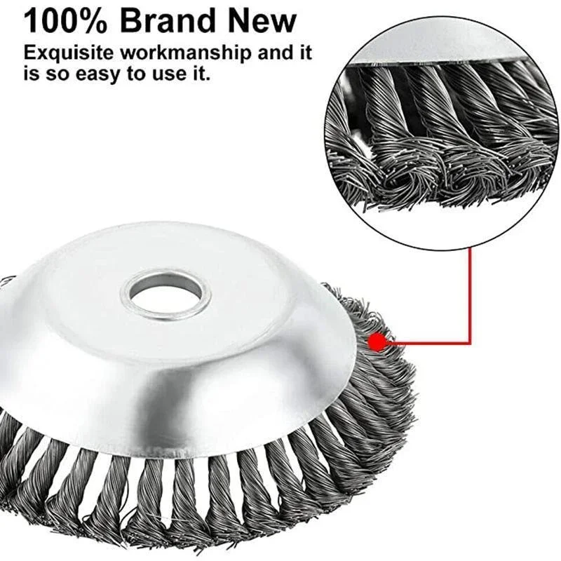 thumbnail image 2 of Wire Brush Trimmer Head 8-Inch Wired Trimmer Blade - Steel Brush Head For Weed Eaters & Landscaping Weed Eater Trimmer Blade 2 of 14