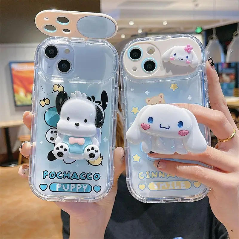 Sanrio cinnamoroll понравико с зеркалом для макияжа милый 3D чехол для телефона с куклой для Iphone 11 12 13 14 Pro Max X Xs Xr Plus чехол