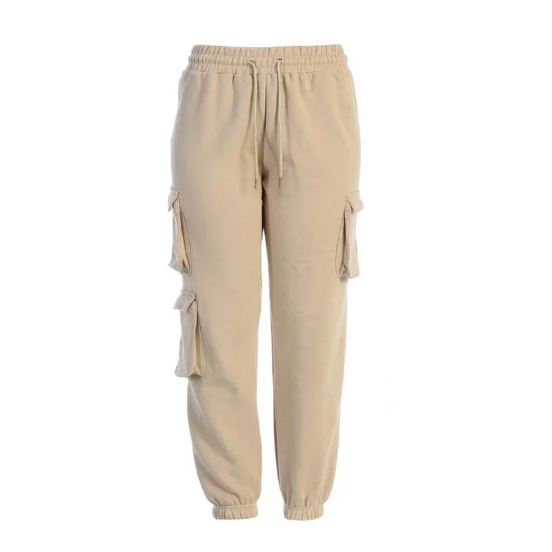 Pantalon Cargo Woman Elastics High Waist Solid Pants Spring Autumn Vintage Patchwork Joggers Sweatpants Harajuku Female Trousers