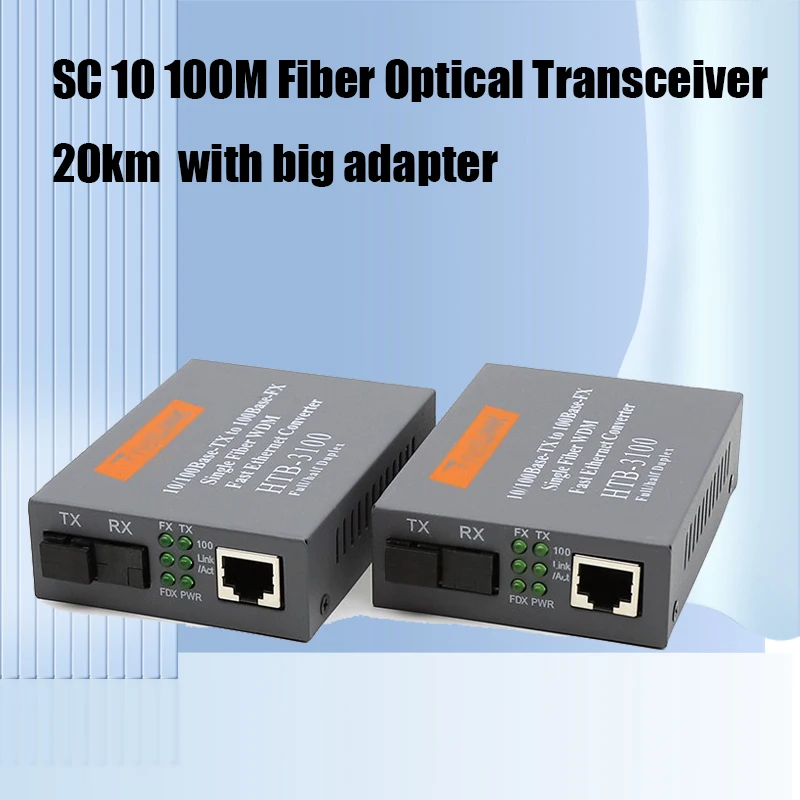 SC   Fiber Optical Transceiver  HTB-3100 AB -25KM  Fiber Media Converter MC External Big Power Supply Adapter1310 1550 1 Pair 16 channels audio over fiber converter transmitter receiver audio fiber optical transceiver