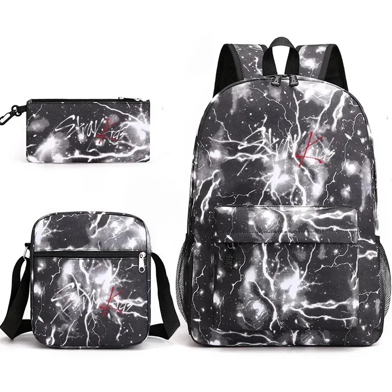 ZHENGGE Kpop Stray Kids School Rugzak Merchandise, Stray Kids Book Bag Casual Rugzak, Zwart, Eén maat
