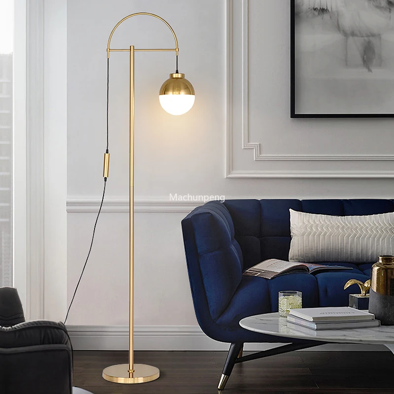 

Modern Minimalist Floor Lamp Mobile Standing Metal Golden Floor Lamp Bedroom Postmodern Lampara De Pie Living Room Decorations