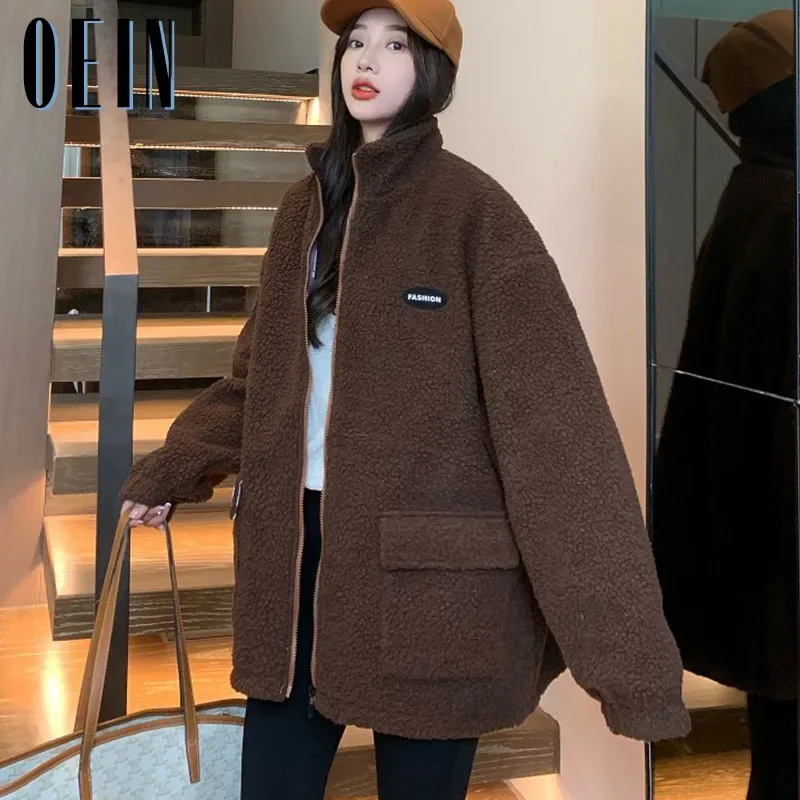 

Autumn Winter Fleece Fluffy Jacket Women Streetwear Harajuku Fuzzy Zipper Coat Woman Thick Jacket Korean Fashion Plush Warm Coat