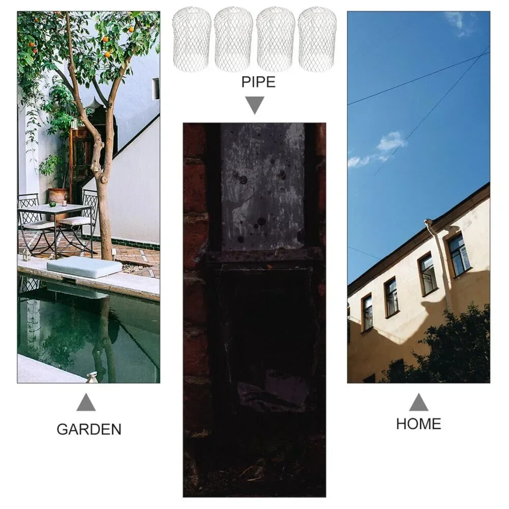4 PCS Gutter Aluminum Mesh Gutter Leaf Debris Mud Trap Guards Drain Pipe Cover Downpipe Guards Set