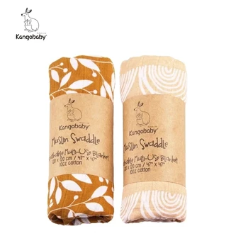 Kangobaby #My Soft Life# All Season Muslin Swaddle Blanket Newborn Bath Towel Multi Designs Functions Baby Wrap Infant Quilt 1
