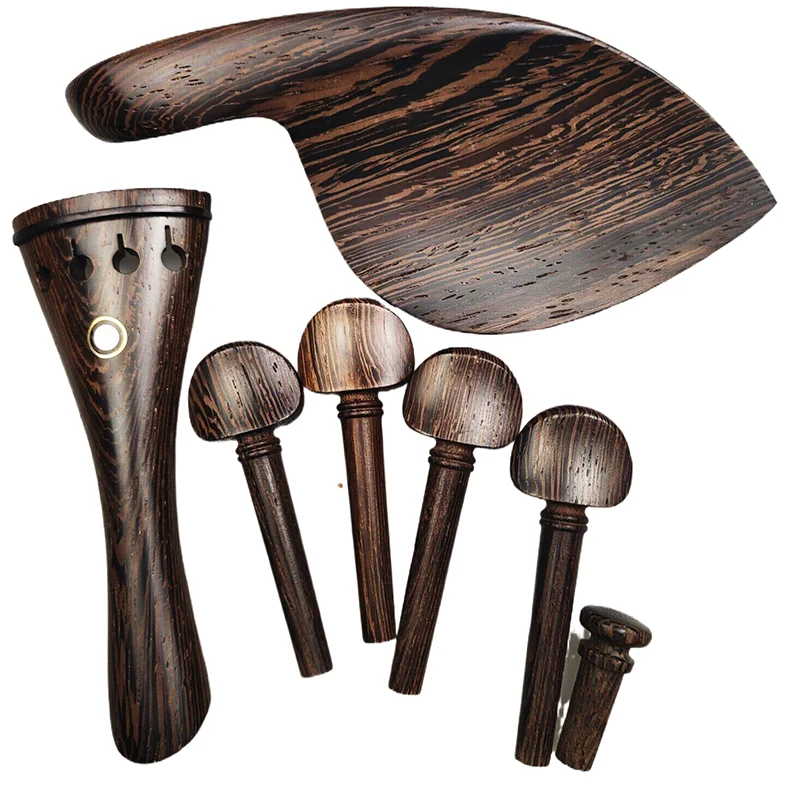 Wenge Wood 바이올린 액세서리 부품 세트 키트 아름다운 바이올린 페그 Chinrest Tailpiece 4/4 Full Size