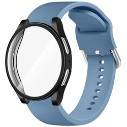 Enhanced Protective TPU Case with Silicone Strap for Galaxy Watch - Premium 40mm/44mm Band and Screen Bumper Cover (Blue Gray)