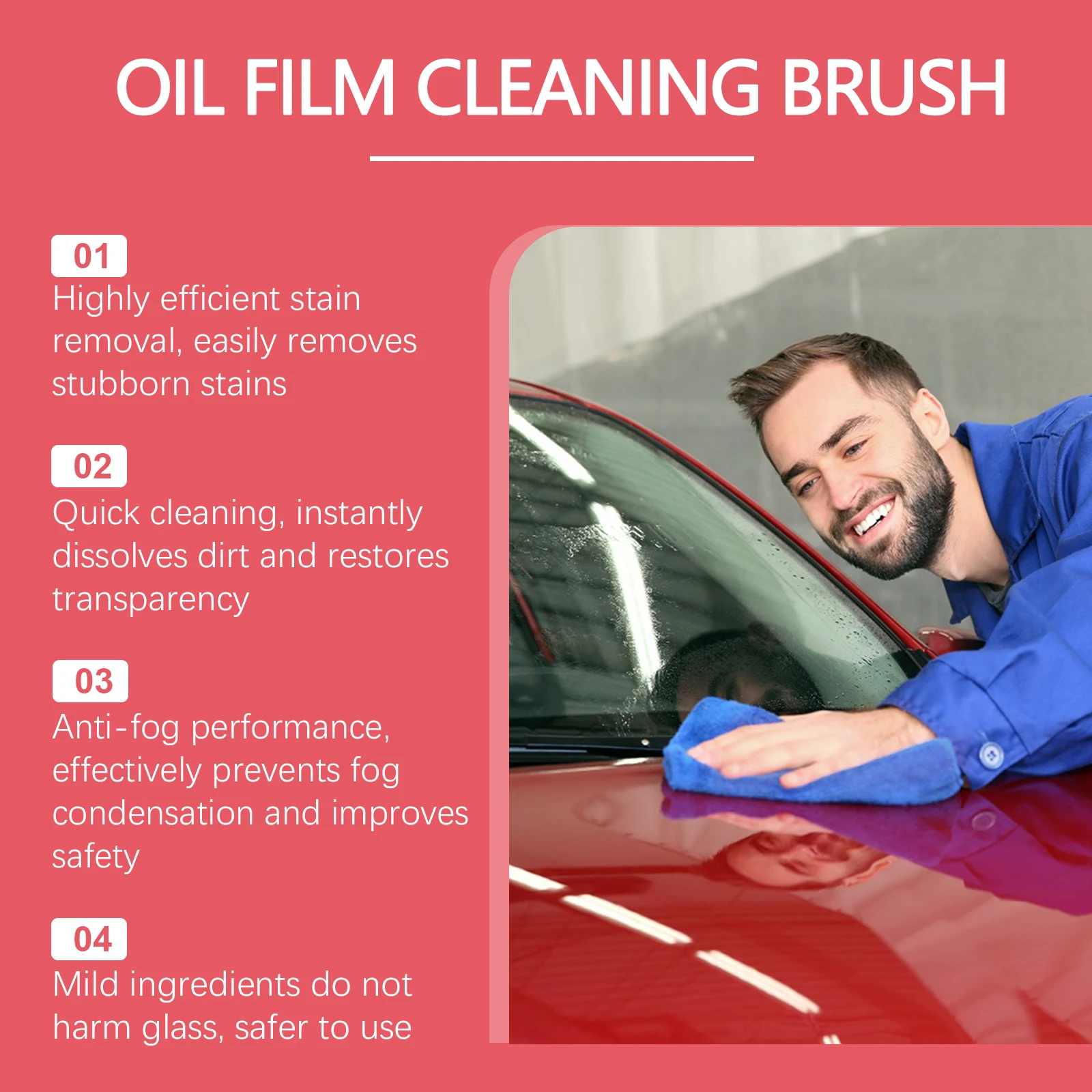 Car Glass Cleaner Oil Film Remover Hydrophobic Coating for Windshield Clear Window Auto Detailing Tool