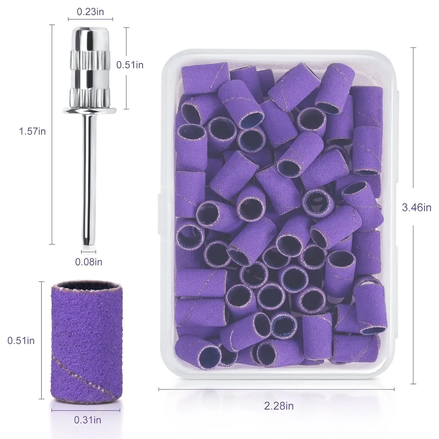 100 Pcs Sanding Bands for Nail Drill,Professional Fine Grit 150/180# Nail Drill Sanding Bands with 1 Pcs 3/32 In Drill Bit