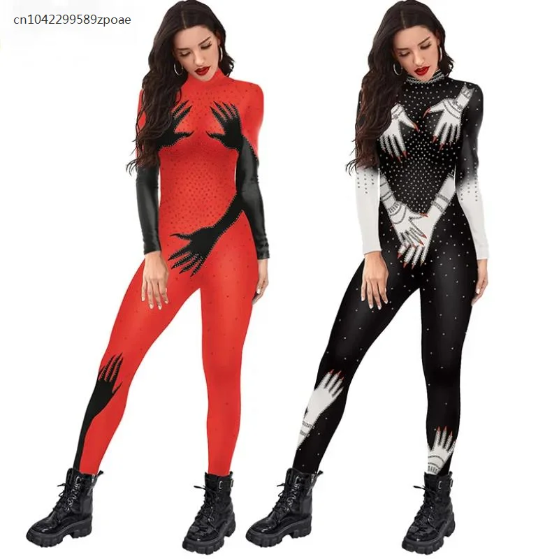 

2024 Women Shinny Body Print Funny Cosplay Adult Bodysuits Festival Costumes Fancy Dresses Stage Performance mujer