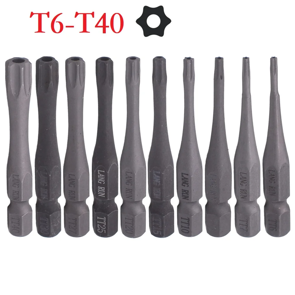 

1pc 50mm Magnetic Screwdriver Bits T6-T40 1/4" Hex Shank Electric Screwdriver Head Small Waist Strong Torque Drill Bit Kit