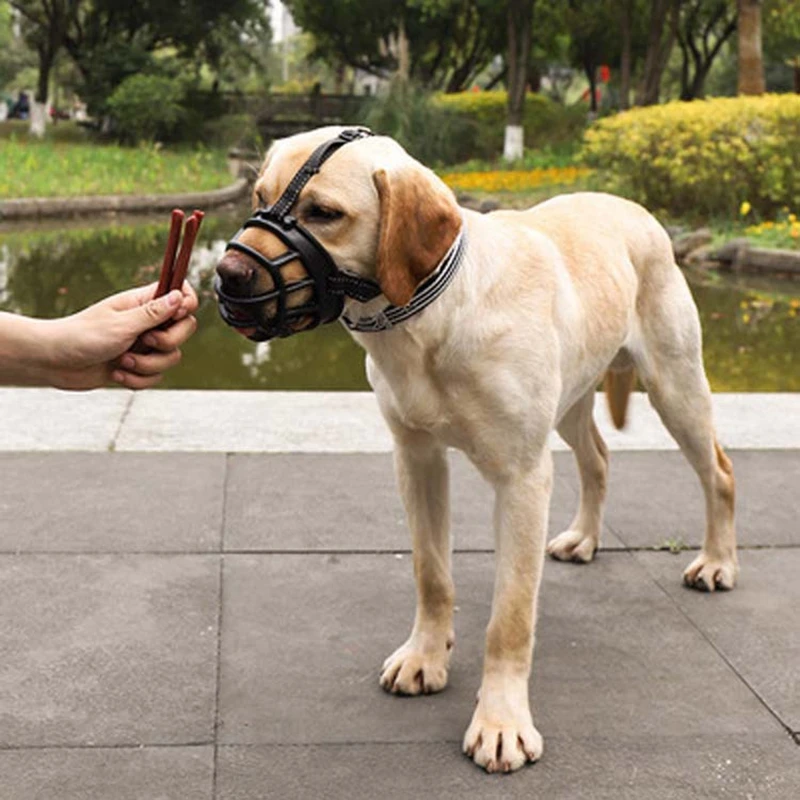 Dog Muzzle Comfy Soft Silicone Pet Dog Muzzle Breathable Basket Muzzles for Small Medium Large and X-Large Dogs Stop Biting Barking Chewing