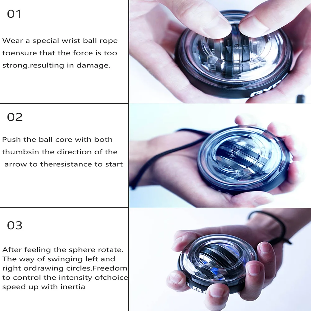 Gyroscopic Powerball Autostart Range Gyro Power Wrist Ball Arm Hand Muscle Force Trainer Fitness Equipment 6