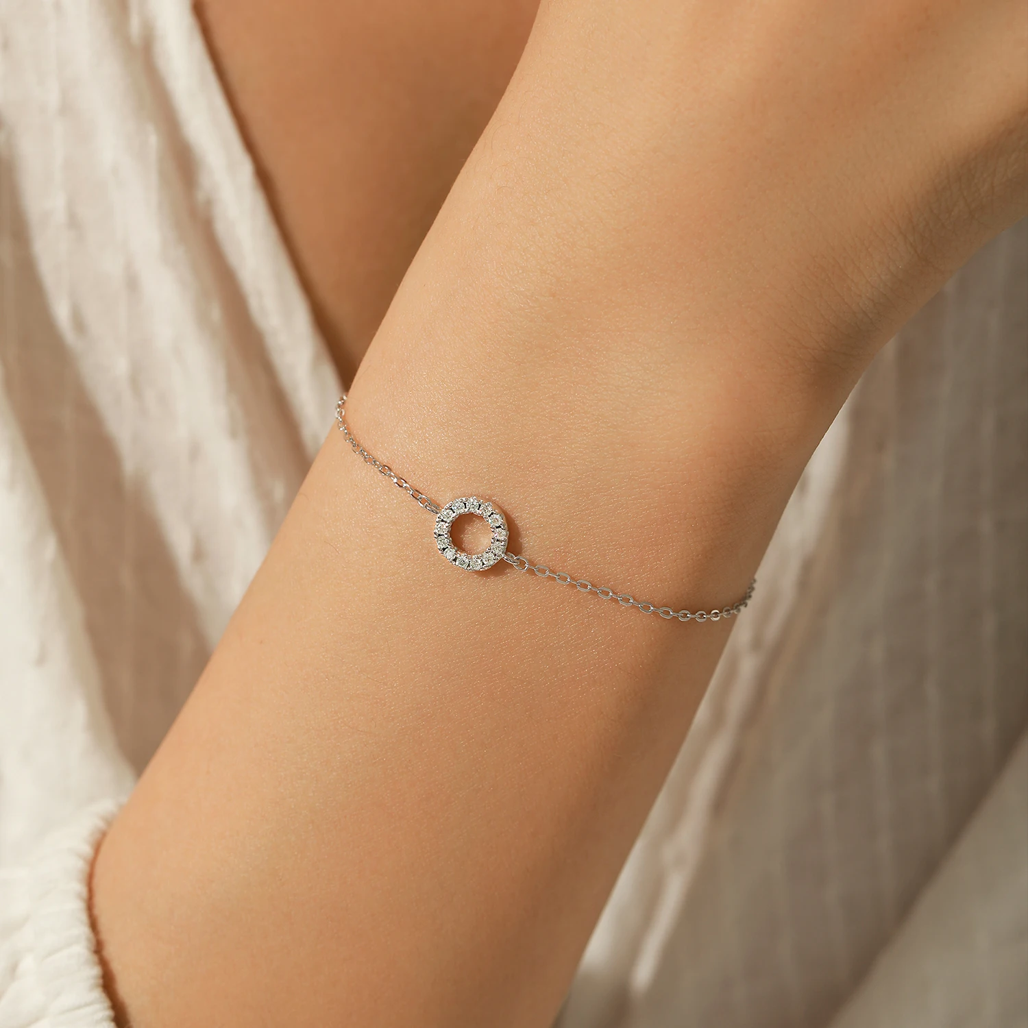 MODIAN D 컬러 Moissanite 팔찌  패션 할로윈 라운드 링크 체인 팔찌 여성을위한 파인 쥬얼리 선물