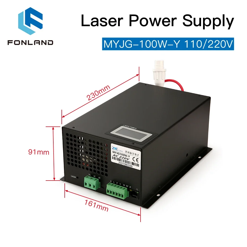 FONLAND MYJG-100W CO2 Laser Power Supply for Reci W2 T2 EFR Yongli CDWJ CO2 Laser Tube Engraving Cutting Machine With Display — view 2