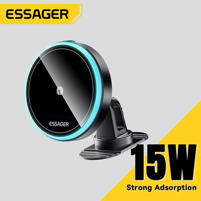 Essager 15W Magnetic Wireless Car Phone Holder Adjustable 360 degrees Car Charger For iPhone15 14 13 Pro Samsung Universal Phone 1