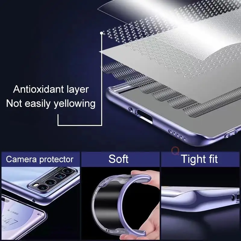 Luxury Plating Clear Silicone Bumper Case - Transparent Back Cover