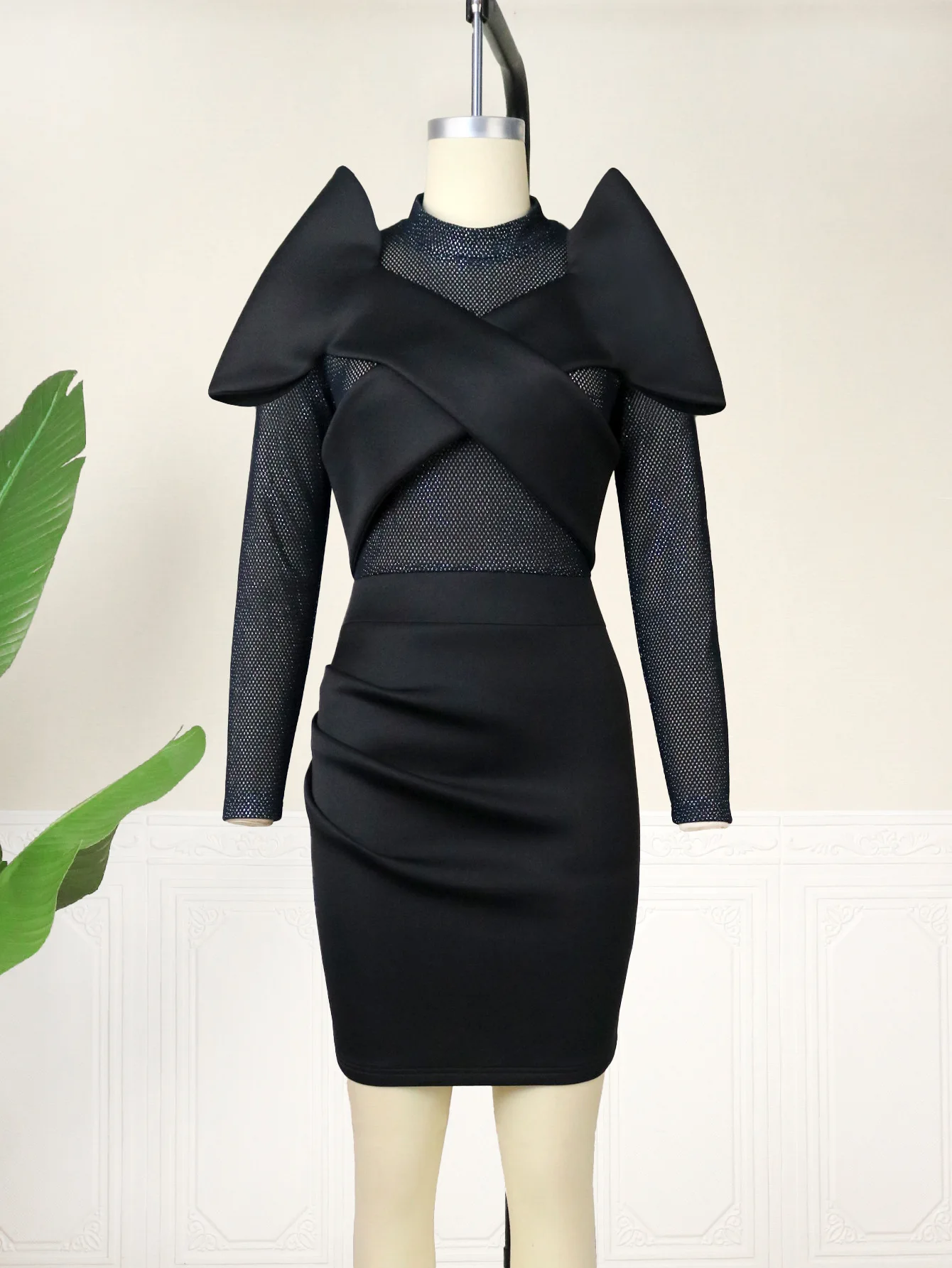 Plus Size 4xl Party Dress Mesh See Through Elegant Cloth Lady Casual Outfit Female Luxury Evening Gown 2023 Women New In Dress