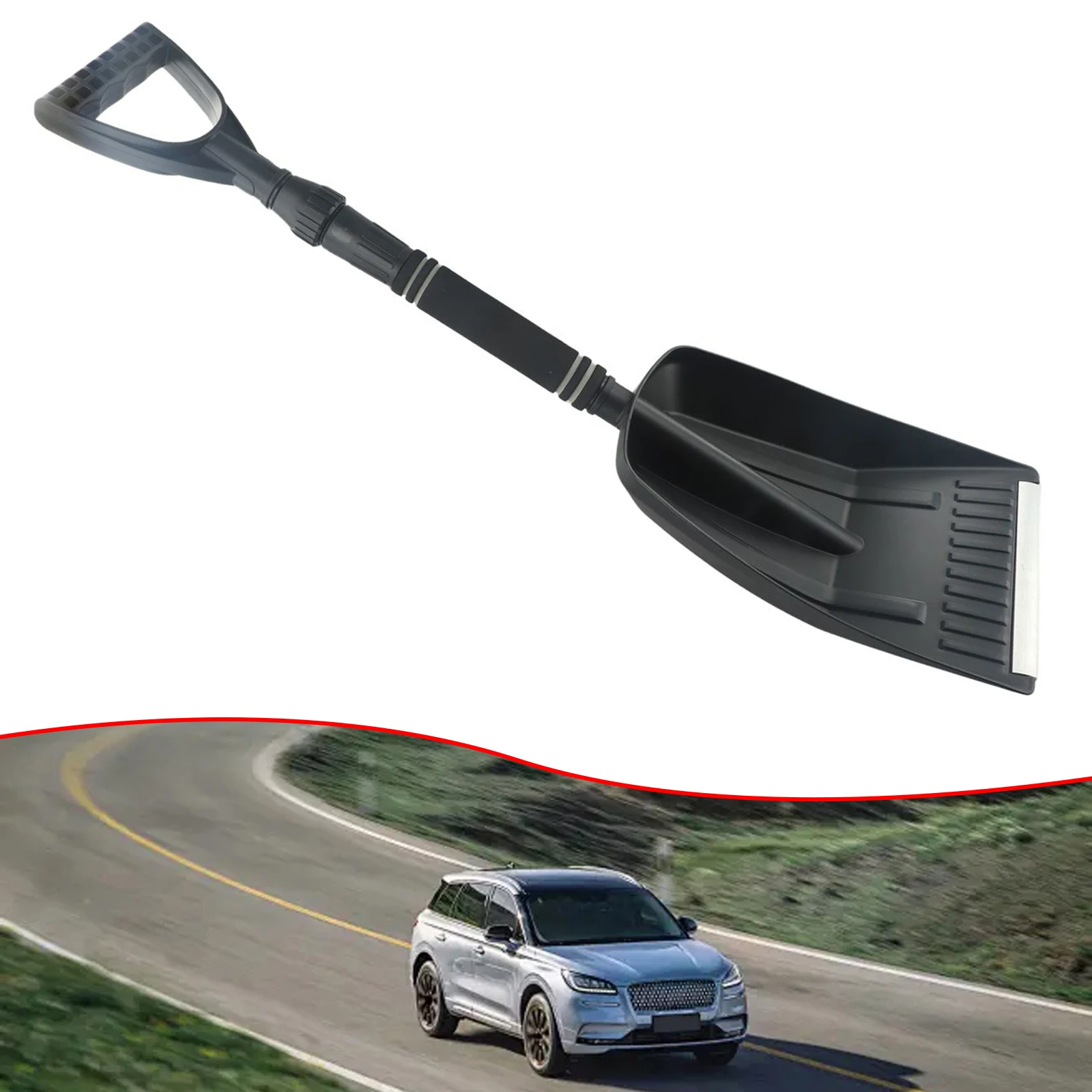 

ABS and Aluminum Snow Shovel 3 Rows Dense Bristles Protect Car Paint Comfortable Grip Anti Slip Windshield Ice Scraper