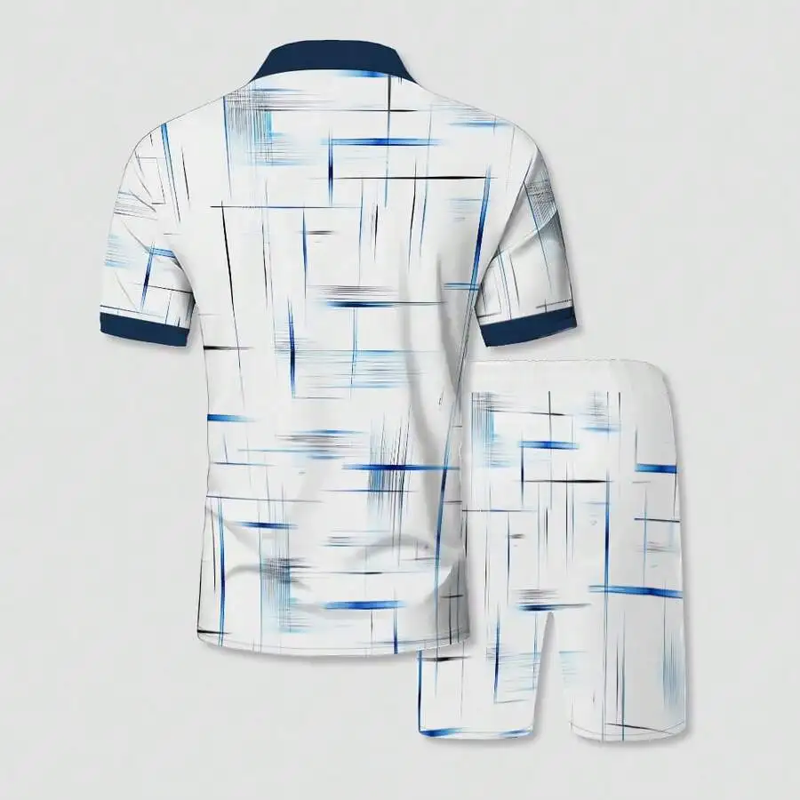 Mens Summer Digital Print Shirt and Shorts Set