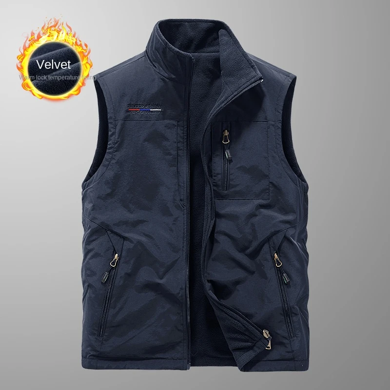 Autumn Tactical Vest for Men Men's Leather Multi-pocket Military Winter Work Clothing Fishing Sleeveless Jacket Camping Jackets