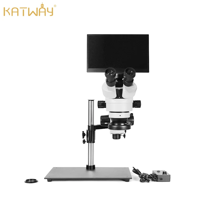 KATWAY 주얼리 삼안 현미경 스테레오 전문 전자 카메라, HDMI USB 비디오 디지털 용접, 휴대폰 납땜