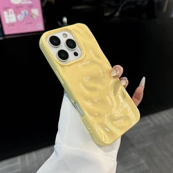 3D Irregular Wrinkle Meteorite Shockproof Glossy Soft Phone Case - iPhone 15 Plus (Yellow)