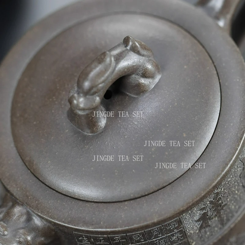 260ml Yixing Ceramic Teapot Household Purple Clay Kung Fu Tea Set Chinese Teapot Hand Carved Palace Lantern Pot