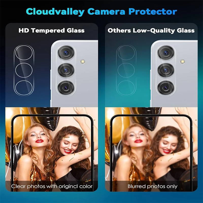 3-Pack HD Camera Lens Tempered Glass Protector - Anti-Scratch Rear Lens Cover Film