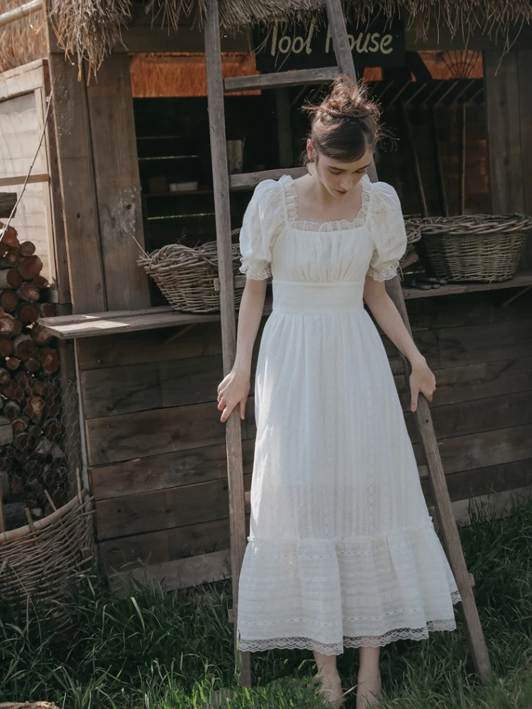 white christmas dresses Girl White Beach Dress Portrait Summer Vacation Lace Flower girl main image 0