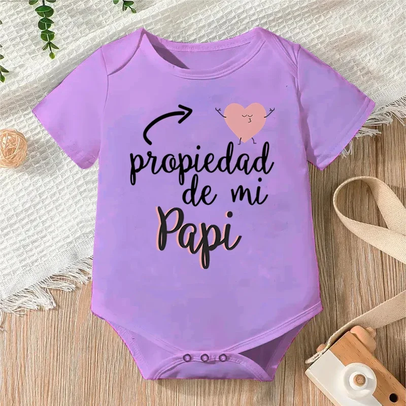 

Piapiedad De Mi Papi Printed Baby Boy Girl Clothes Fashion Short Sleeve Infant Funny Letter Jumpsuit Outfit Toddler Bodysuit